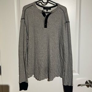rag & bone Gray and Black Long Sleeve Henley